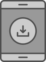 Downloading Data Line Filled Greyscale Icon Design vector