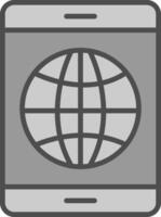 Earth Globe Line Filled Greyscale Icon Design vector