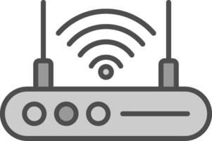 Wifi enrutador línea lleno escala de grises icono diseño vector