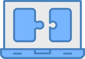 Puzzle Line Filled Blue Icon vector