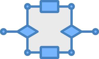 Algorithm Line Filled Blue Icon vector