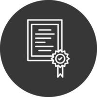 certificado línea invertido icono diseño vector