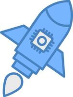 Rocket Line Filled Blue Icon vector