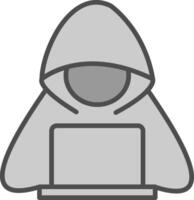 hacker línea lleno escala de grises icono diseño vector