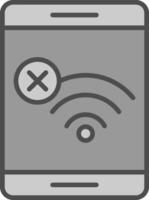 No Wifi línea lleno escala de grises icono diseño vector