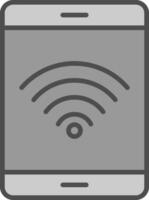 Wifi señal línea lleno escala de grises icono diseño vector