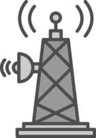 señal torre línea lleno escala de grises icono diseño vector