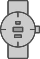 buceo reloj línea lleno escala de grises icono diseño vector