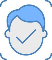 Facial Recognition Line Filled Blue Icon vector