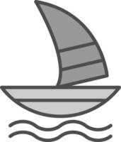 windsurf línea lleno escala de grises icono diseño vector