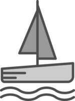 catamarán línea lleno escala de grises icono diseño vector