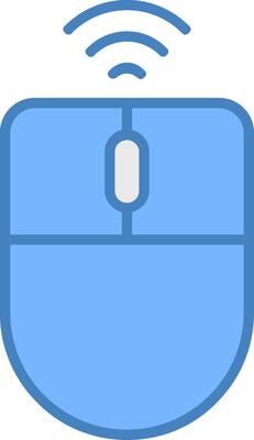 Wireless Mouse Line Filled Blue Icon