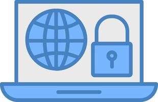 Internet Security Line Filled Blue Icon vector