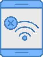 No Wifi Line Filled Blue Icon vector