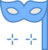 máscara línea lleno azul icono vector