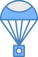 Parachute Line Filled Blue Icon vector