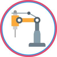 Robot Arm Flat Circle Icon vector
