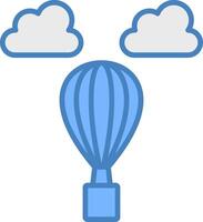 Hot Air Balloon Line Filled Blue Icon vector