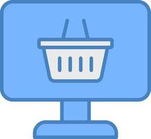 OnLine Filled Blue Shop Line Filled Blue Icon vector