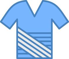 camisa línea lleno azul icono vector