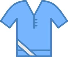 camisa línea lleno azul icono vector