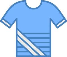 camisa línea lleno azul icono vector