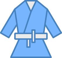 kimono línea lleno azul icono vector