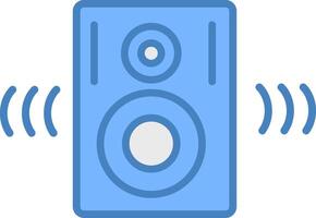 Altavoces línea lleno azul icono vector