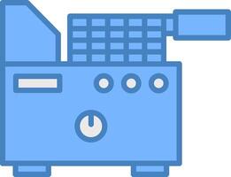 Electric Fryer Line Filled Blue Icon vector