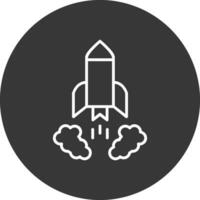 Rocket Launch Line Inverted Icon Design vector