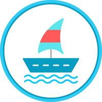 Sailing Boat Flat Circle Icon vector