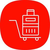 Luggage Trolley Line Curve Icon Design vector