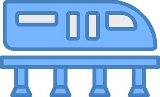 Monorail Line Filled Blue Icon vector