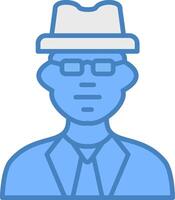 Man Line Filled Blue Icon vector