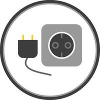 Plug And Socket Flat Circle Icon vector