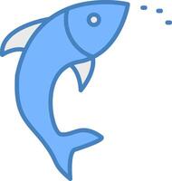 Fish Line Filled Blue Icon vector