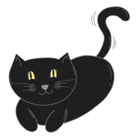 Cartoon Cat Hand drawing laying and sitting on the floor png