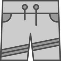 pantalones cortos línea lleno escala de grises icono diseño vector
