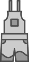 Dungarees Line Filled Greyscale Icon Design vector