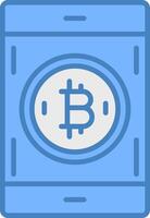 Bitcoin Pay Line Filled Blue Icon vector