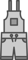 Dungarees Line Filled Greyscale Icon Design vector