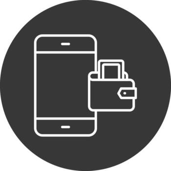 OnLine Inverted Multi Circle Wallet Line Inverted Icon Design vector