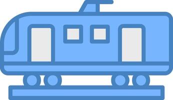 alto velocidad tren línea lleno azul icono vector