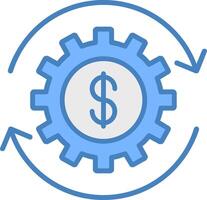 Money Working Line Filled Blue Icon vector