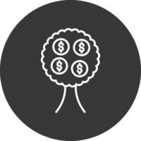 dinero árbol línea invertido icono diseño vector