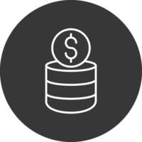 Coin Stack Line Inverted Icon Design vector