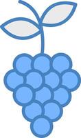 uvas línea lleno azul icono vector