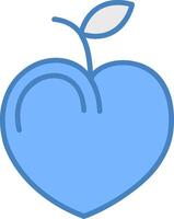 Nectarine Line Filled Blue Icon vector