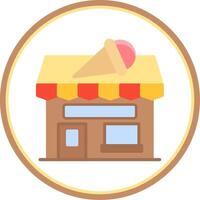 Ice Cream Shop Flat Circle Icon vector