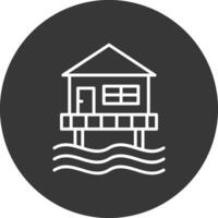 Beach Hut Line Inverted Icon Design vector